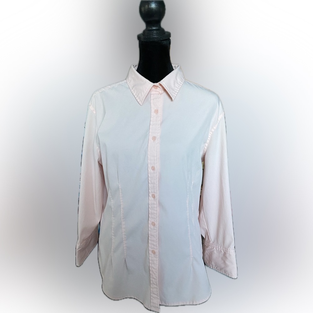 Express Stretch Fitted 3/4 Sleeve Button-Up Shirt - Size 13/14